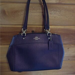 Coach Dark Purple Leather Shoulder Bag